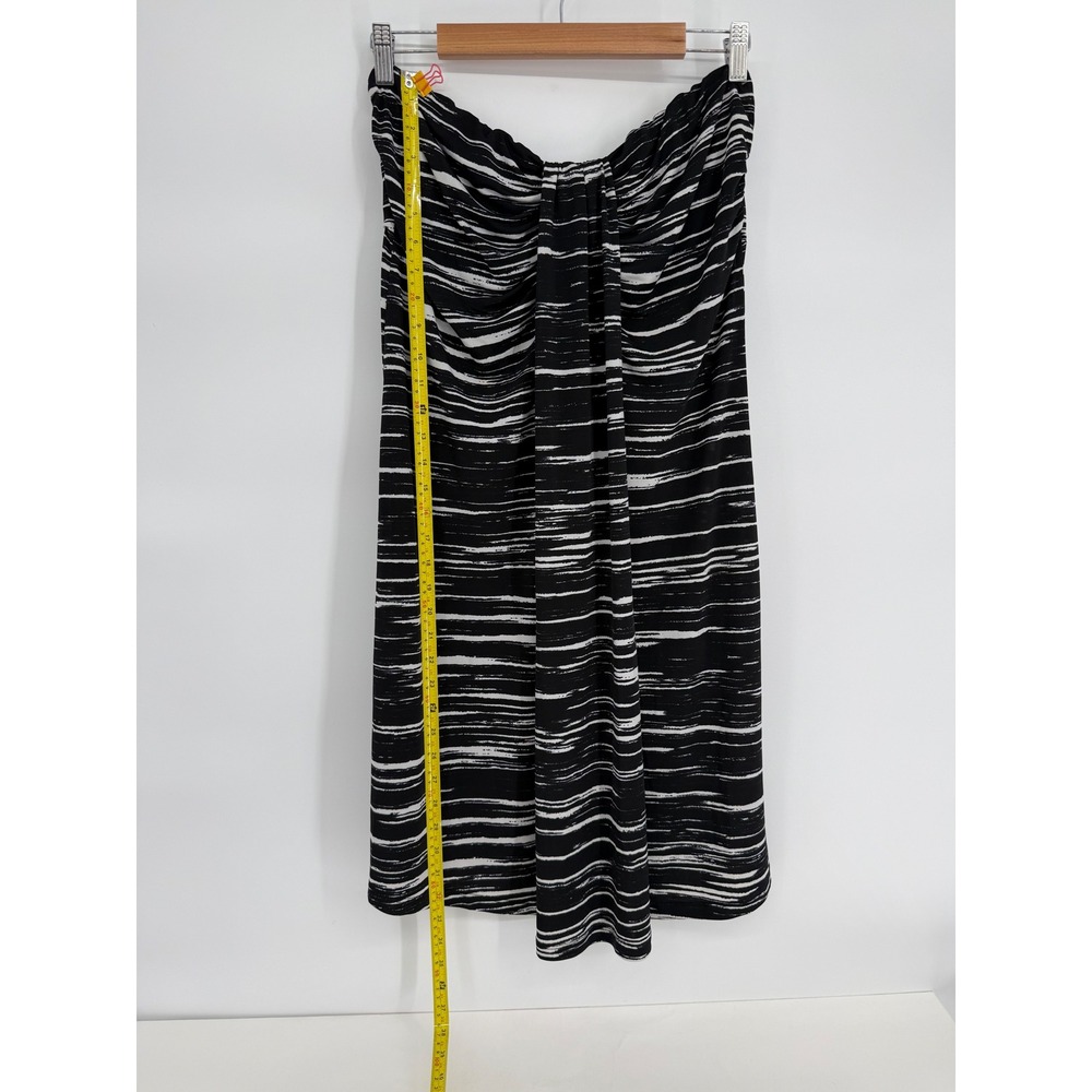 Pacific Beach Womens Sz XL Strapless Tube Dress Black White Stripe Ruched‎